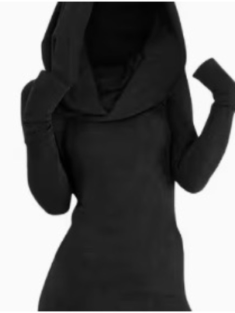 Women's Black Hooded Long-Sleeve Sweater Dress